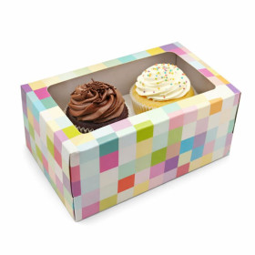 Caja cupcakes decorada x 2 cavidades
