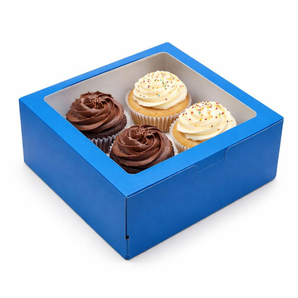Caja empaque cupcakes decorada x 4 cav