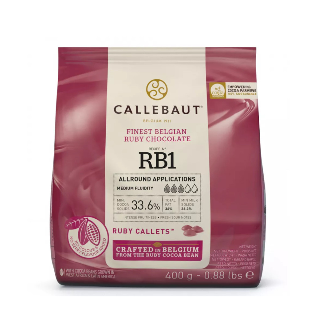 Chocolate real Callebaut Ruby 33% x 400 Gr
