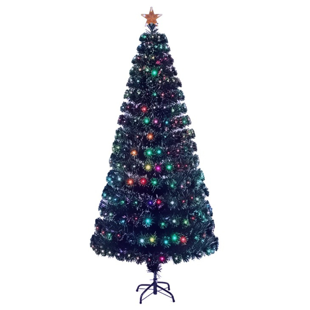 ÁRBOL F. O. NEGRO MULTICOLOR LUZ LENTA 180 CM