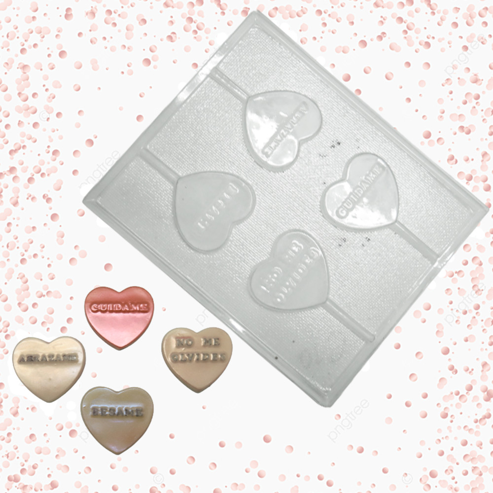 Molde chocolate corazón mensaje x 4