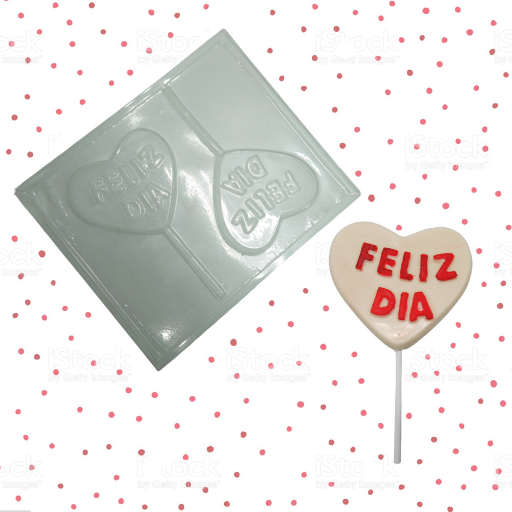Molde chocolate corazón feliz dia x 2
