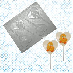 Molde chocolate corazón pollito x 4