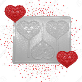 Molde chocolate corazón Decorado x 2