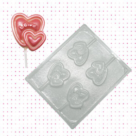 Molde chocolate corazón doble x  4