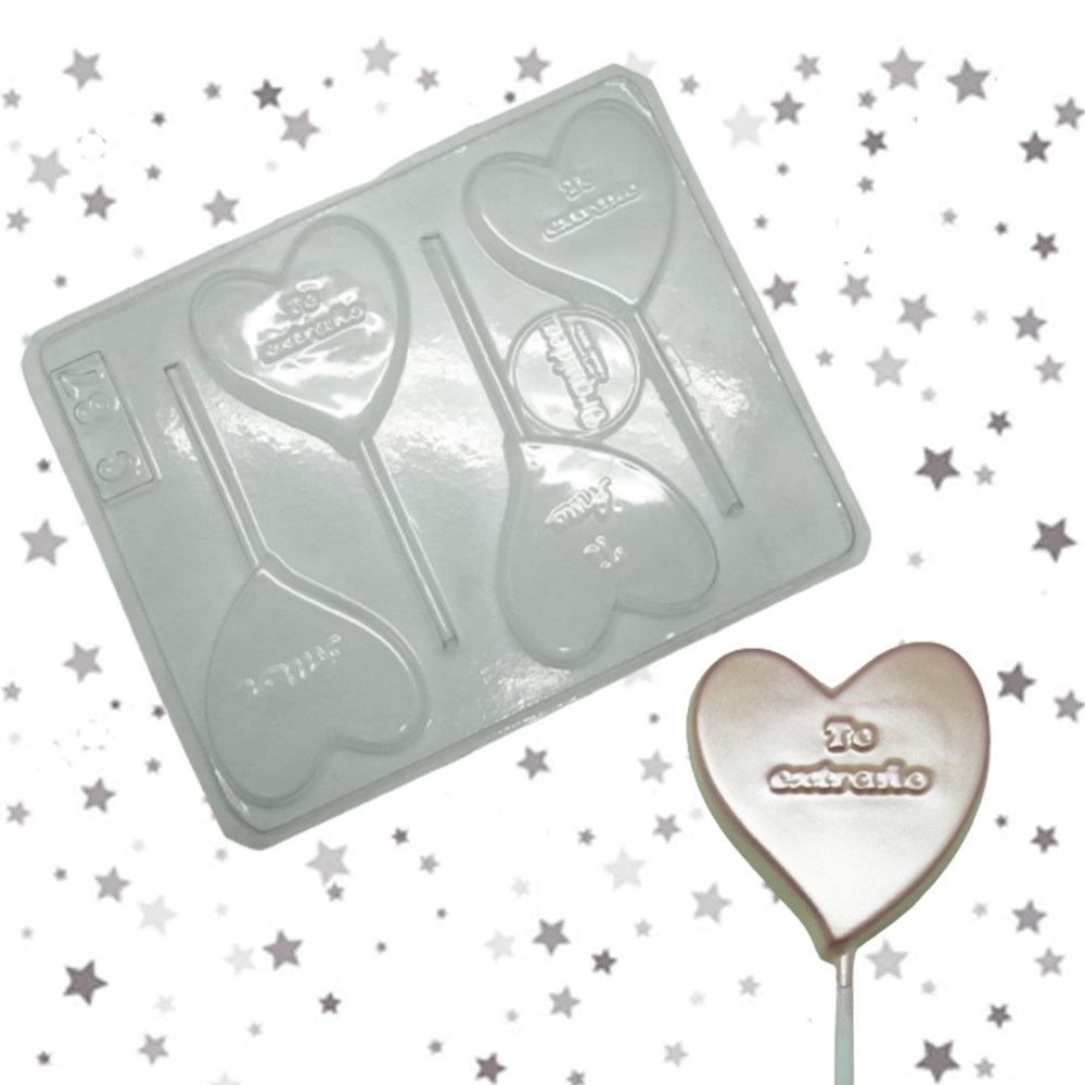 Molde chocolate corazón te extraño x 4
