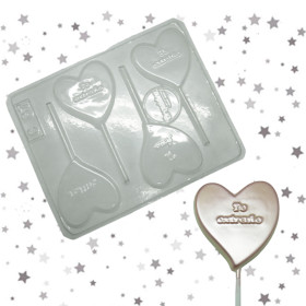 Molde chocolate corazón te extraño x 4