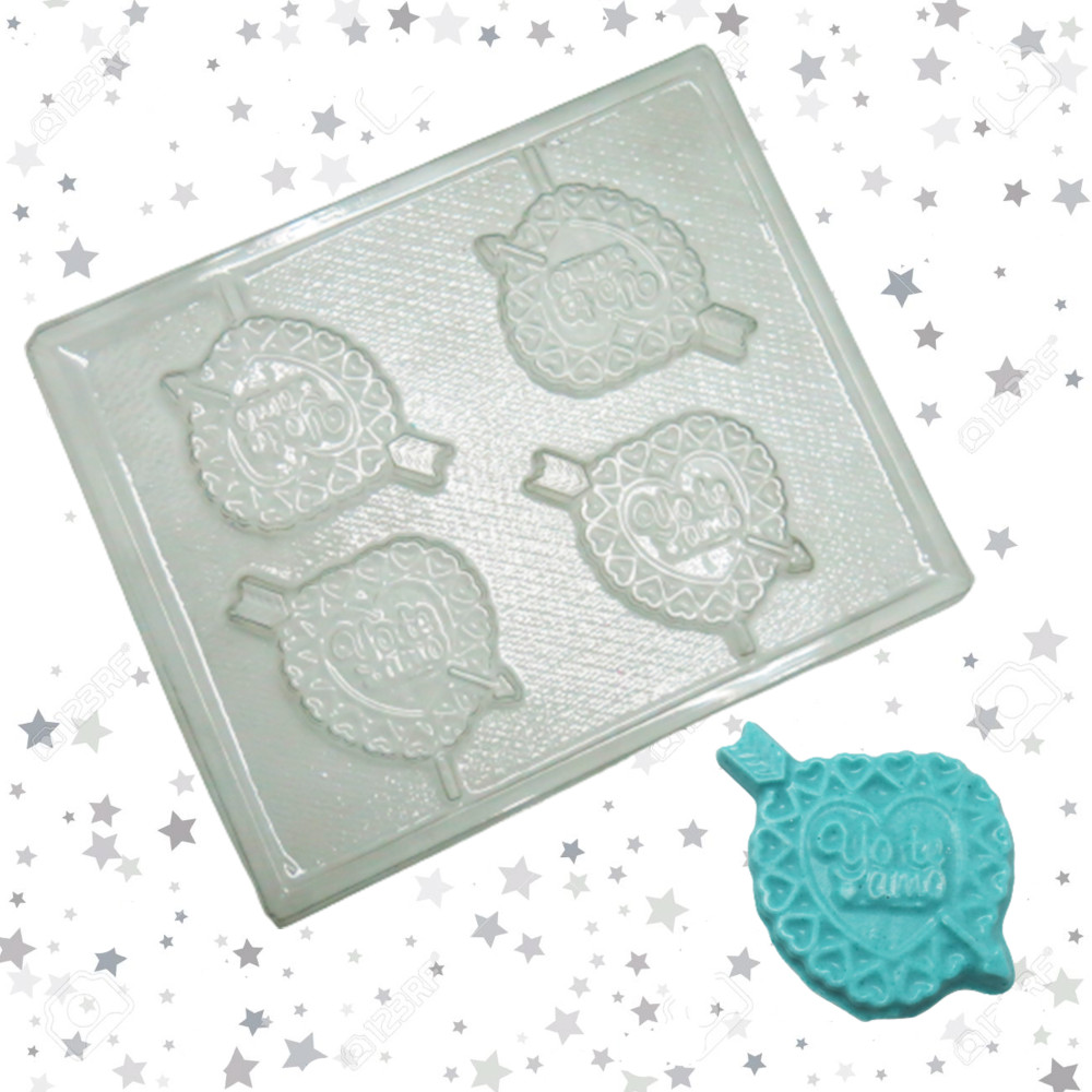 Molde chocolate corazón flechado x 4