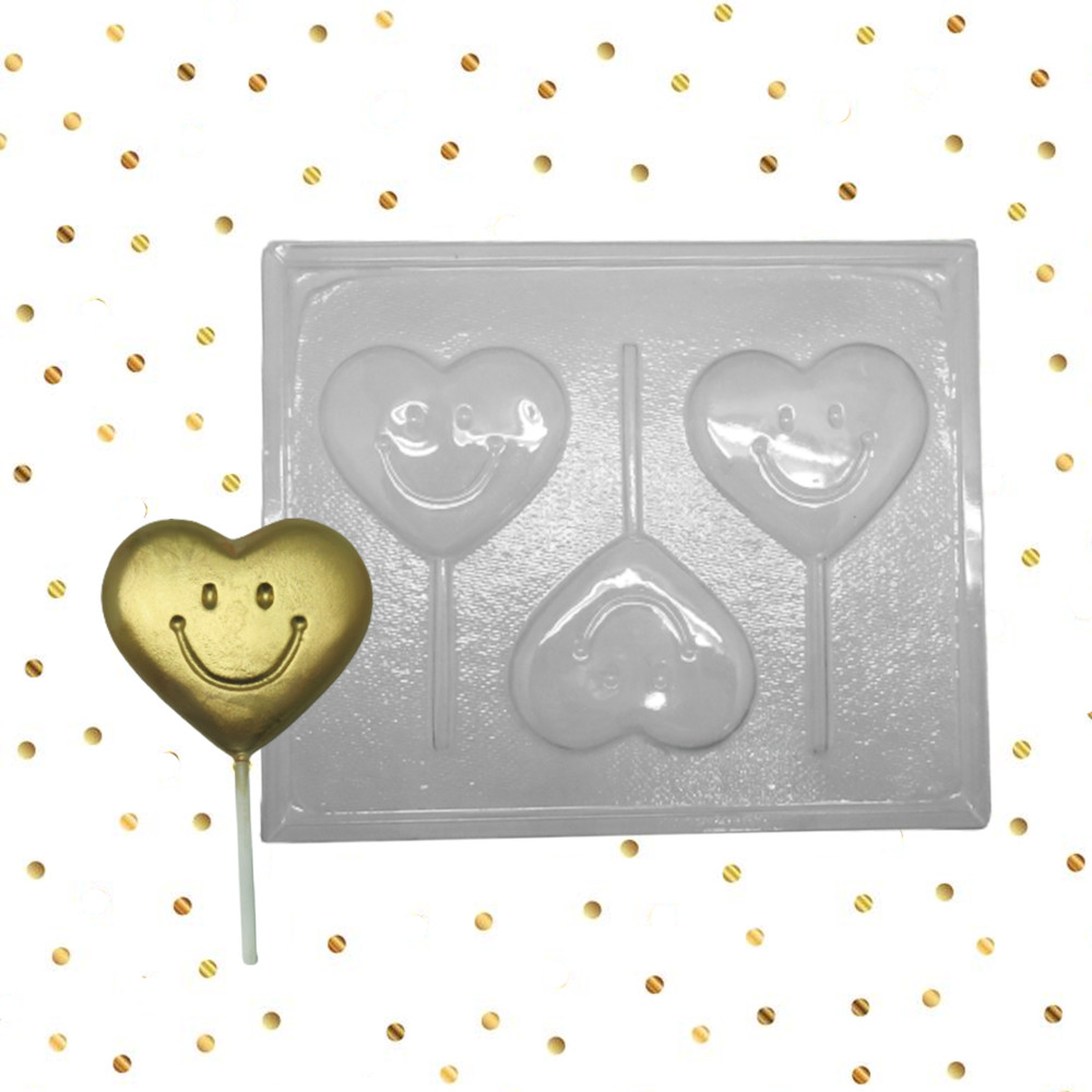Molde chocolate corazón carita x 3