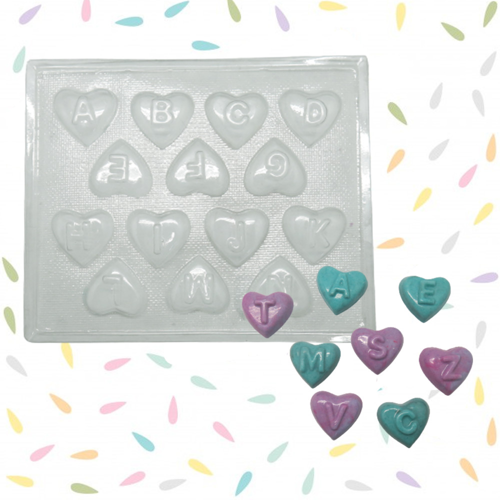 Molde chocolate corazón letras x 2