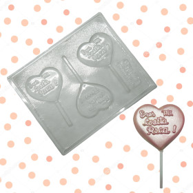 Molde chocolate corazón mensaje x  3