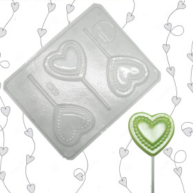 Molde chocolate corazón decorado  x 3