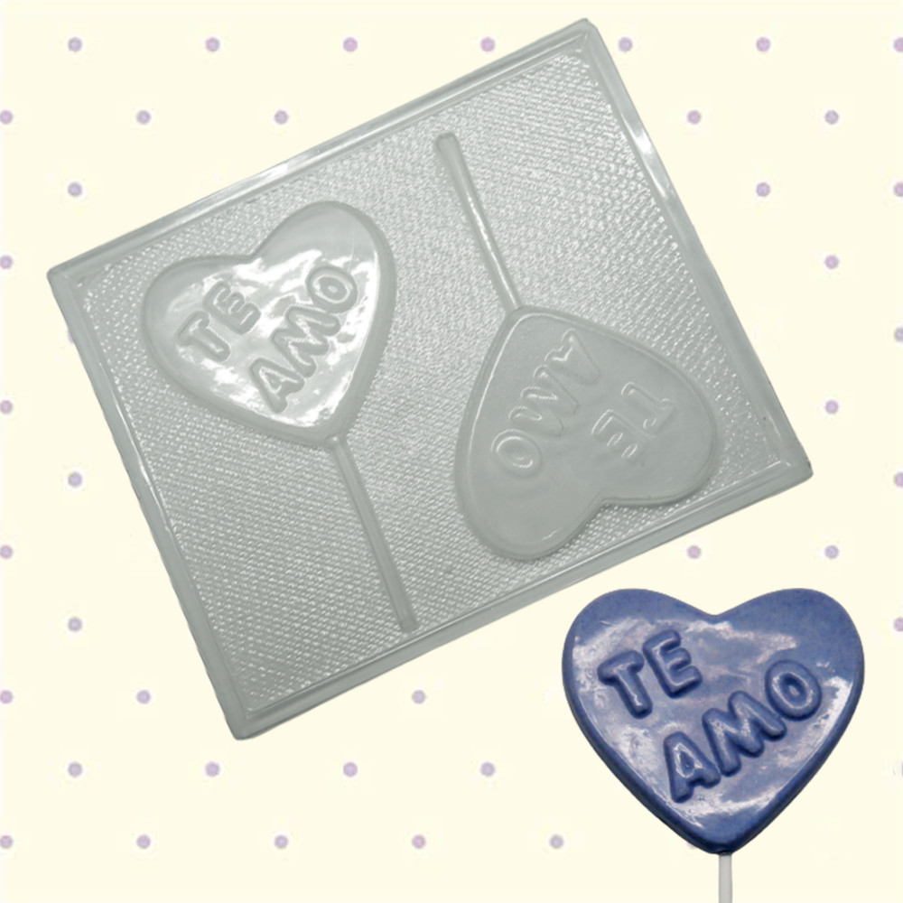Molde chocolate corazón mensaje te amo x 2