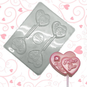 Molde chocolate corazón love you x 4