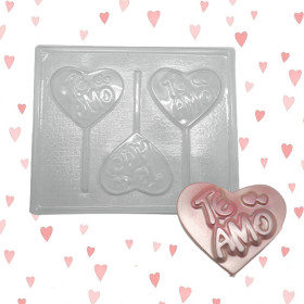 Molde chocolate corazón te amo x 3