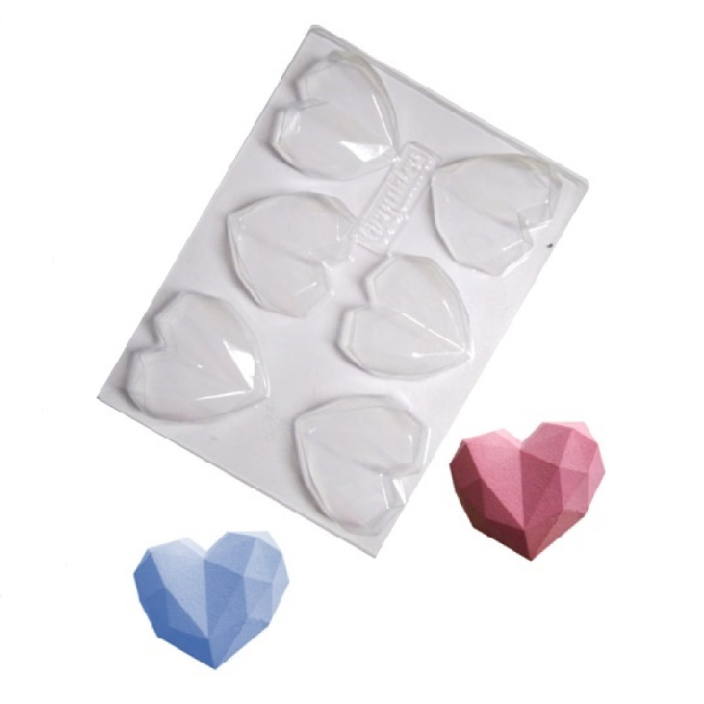 Molde chocolate corazones geométricos x 6