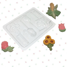 Molde colombina flores x4