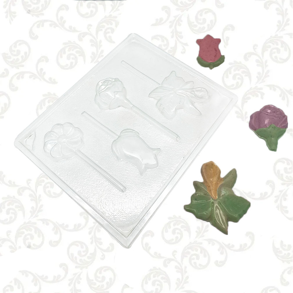 Molde flores surtidas x4