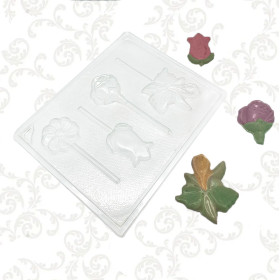 Molde flores surtidas x4