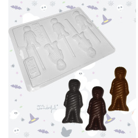 Molde chocolate momias x 5 Cav