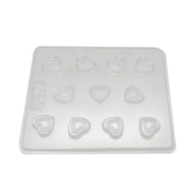 Molde chocolate corazon decorado x 11