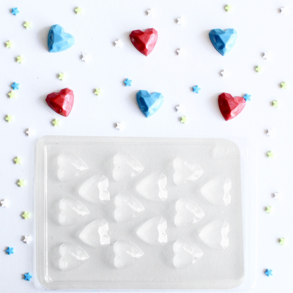 Molde mini corazones geométricos x 15