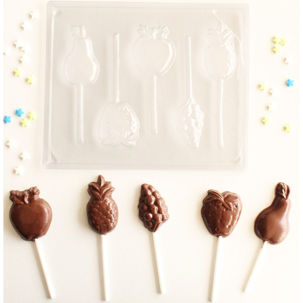 Molde chocolate frutas x 5