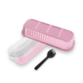 Empaque rectagular rosado x 10 Und
