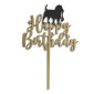 Topper perrito happy birthday dorado #1