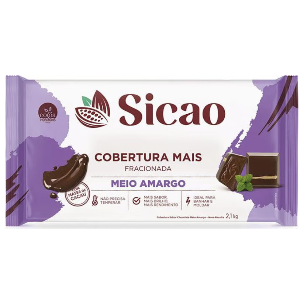 Cobertura de chocolate semiamargo Sicao x 1.01 Kg