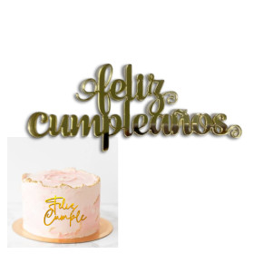 Topper frontal Feliz Cumpleaños Dorado