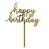Topper Happy birthday  curvo dorado
