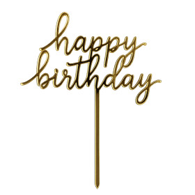 Topper Happy birthday  curvo dorado