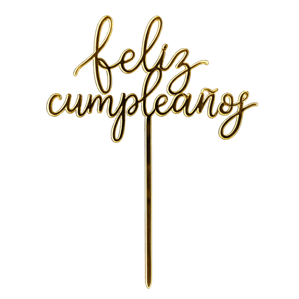 Topper  Feliz cumpleaños pro dorado