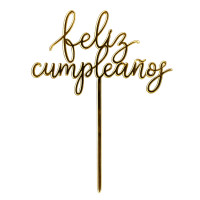 Topper  Feliz cumpleaños pro dorado