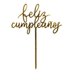 Topper  Feliz cumpleaños pro dorado