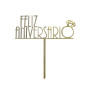 Topper Feliz aniversario #4 Dorado