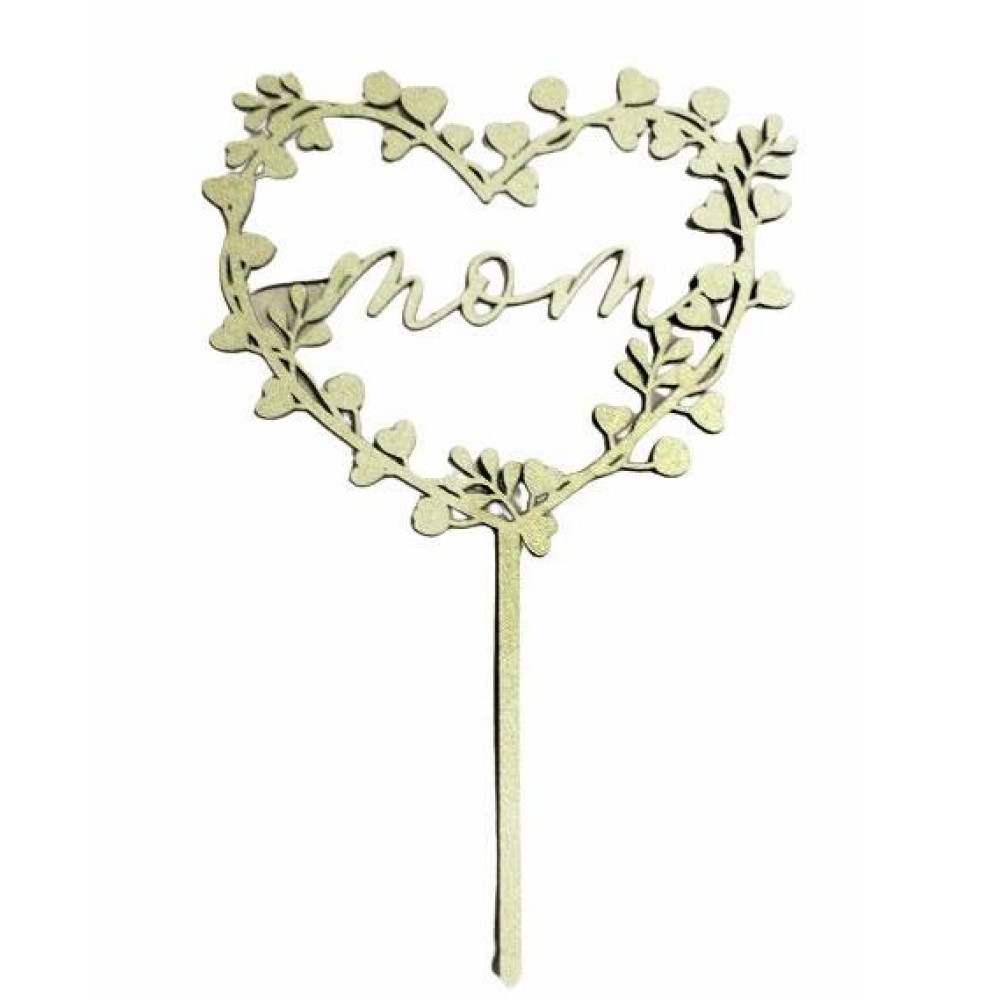 Topper corazon flores Mom dorado