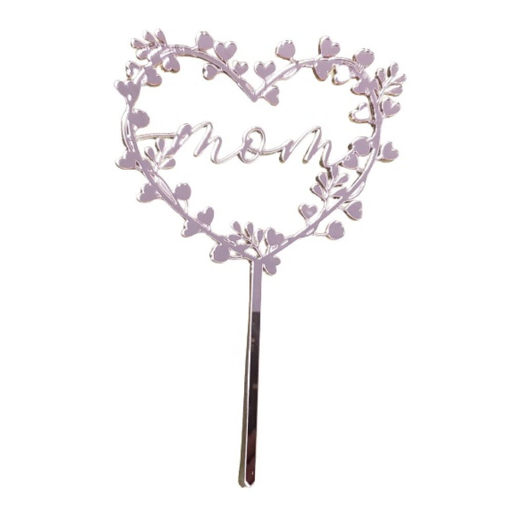 Topper Corazon flores Mom Rose gold