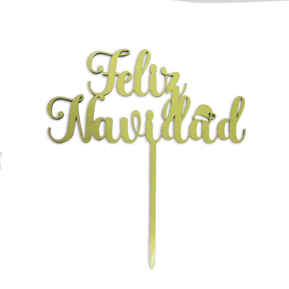 Topper espejo Feliz navidad gorrito #11 Dorado