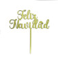 Topper espejo Feliz navidad gorrito #11 Dorado