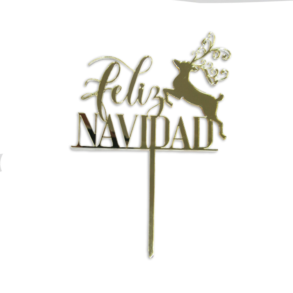 Topper espejo Feliz navidad reno #13 Dorado