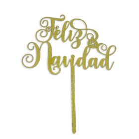 Topper Feliz navidad Snow #8 Dorado