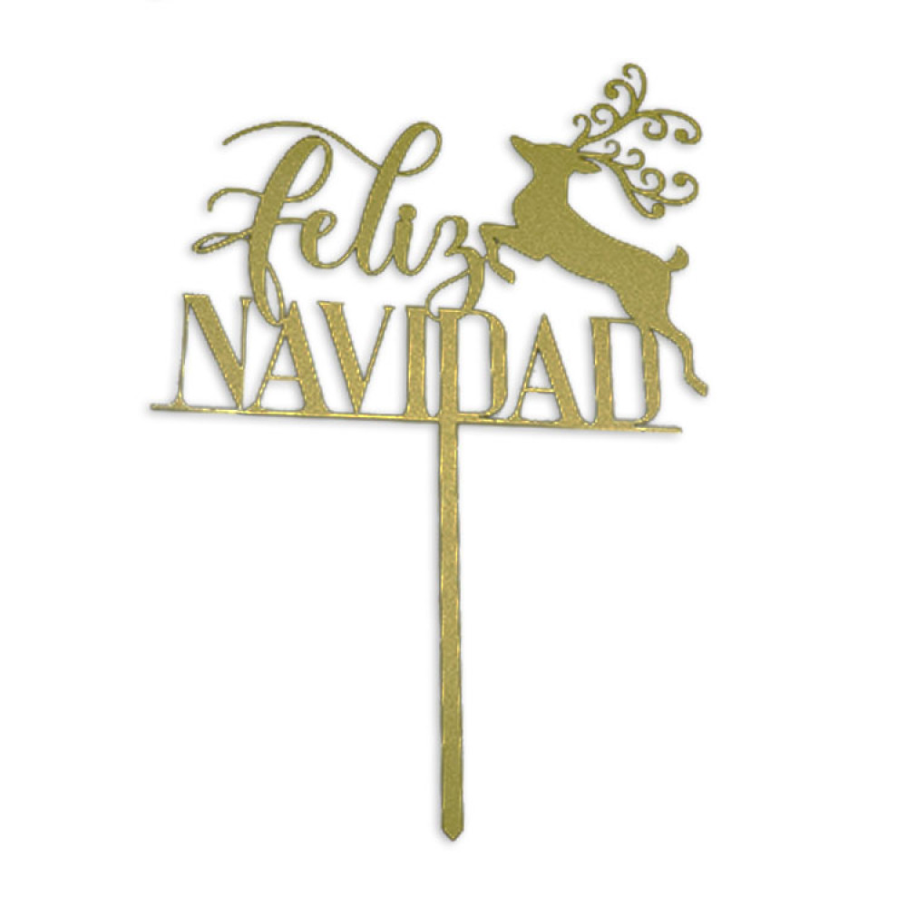 Topper Feliz navidad Reno #9 Dorado