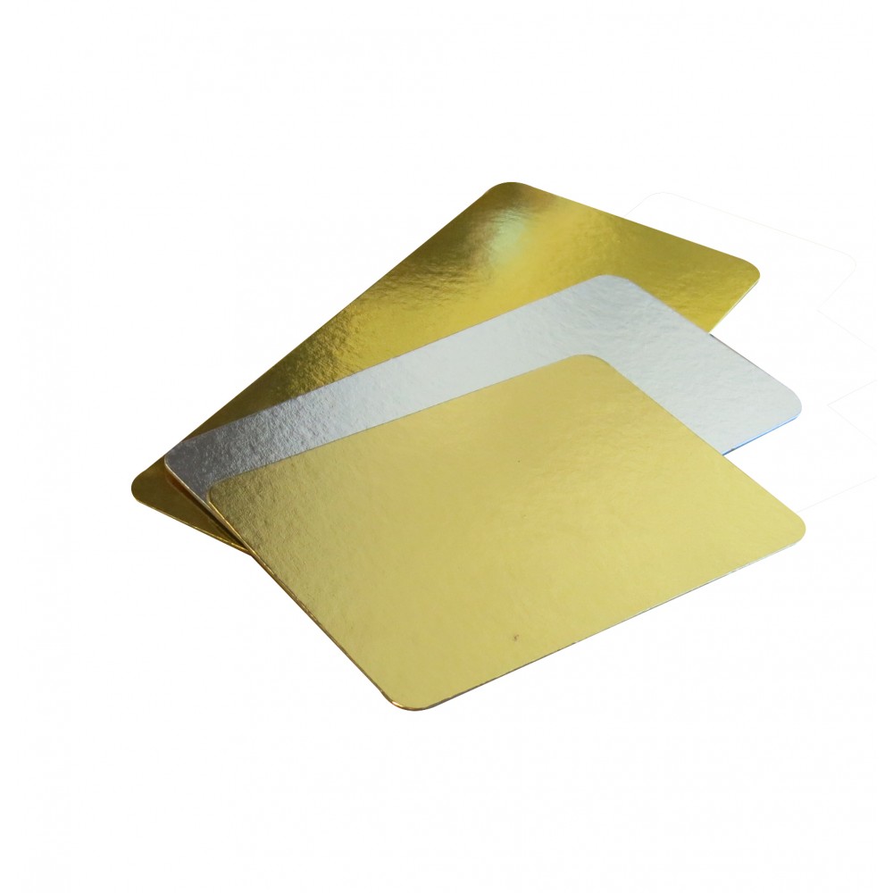 Bandeja rectangular dorada/plata 15 x 25 cms