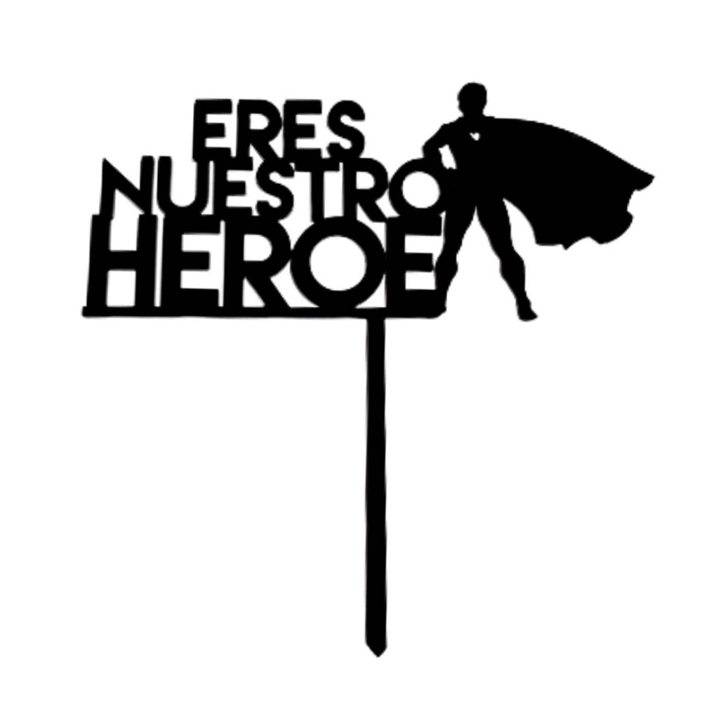 Topper Papá eres nuestro heroe / Negro