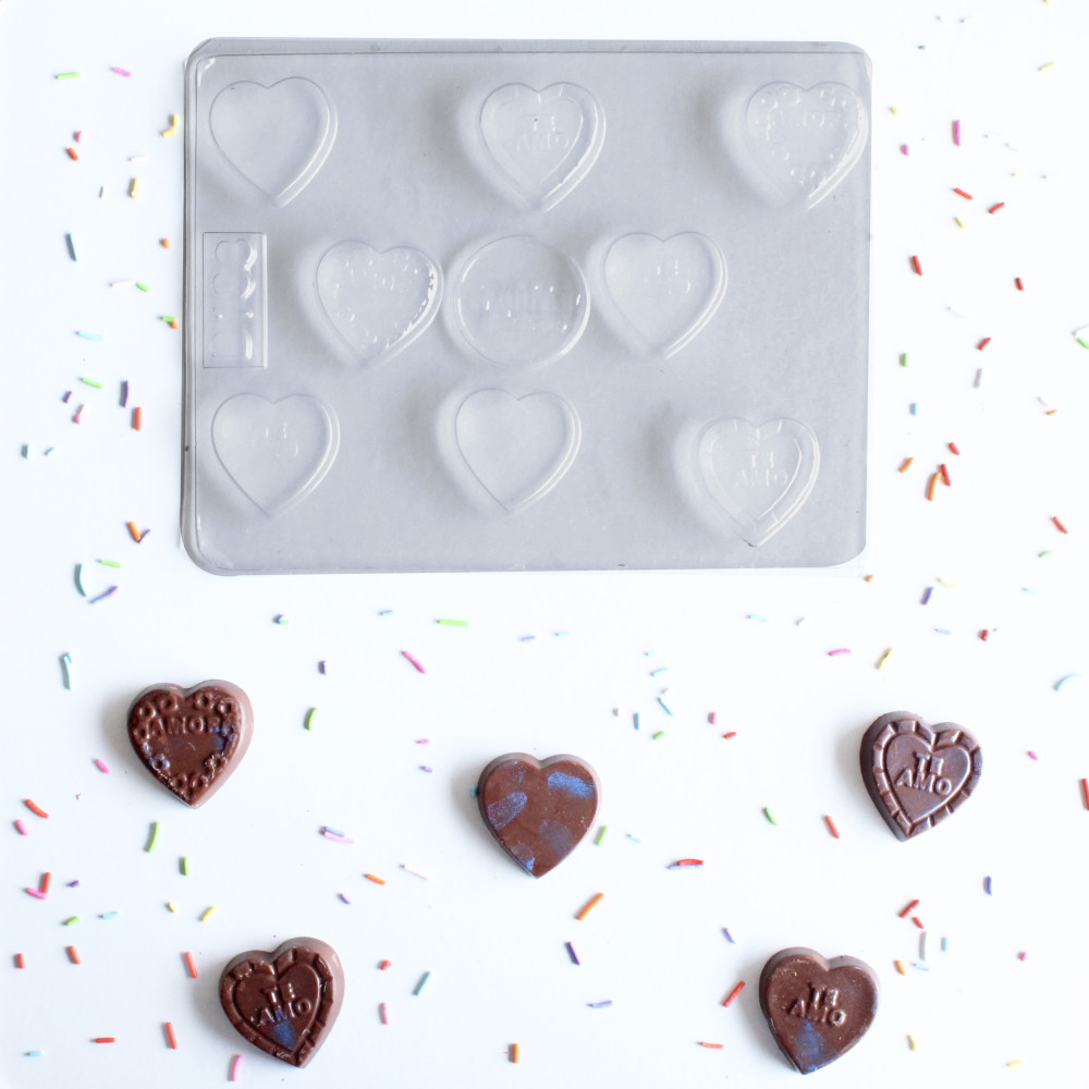 Molde chocolate corazones surtidos x 8