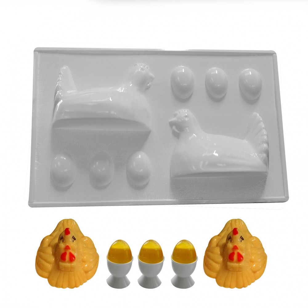 Molde gelatina grande gallina-huevos