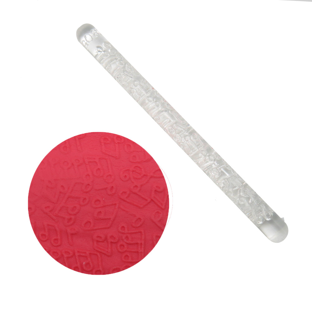 Rodillo mini acrilico notas musicales x 16 cm 
