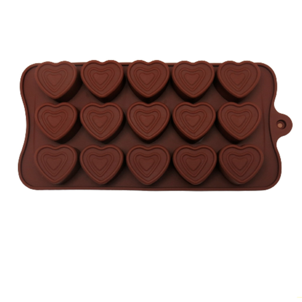 Molde silicona corazones decorados x 15 Cav